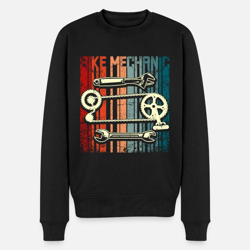 Retro vintage bike mechanic - Männer Premium Bio Pullover - Schwarz