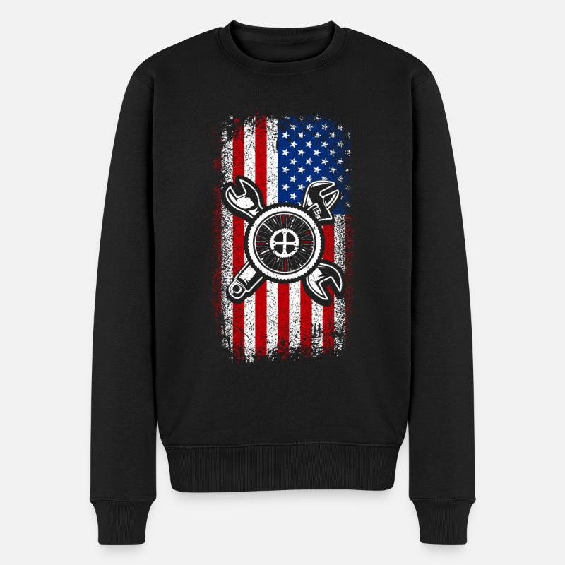 Usa drapeau américain vélo mecahnic - Pull Premium bio Homme - noir