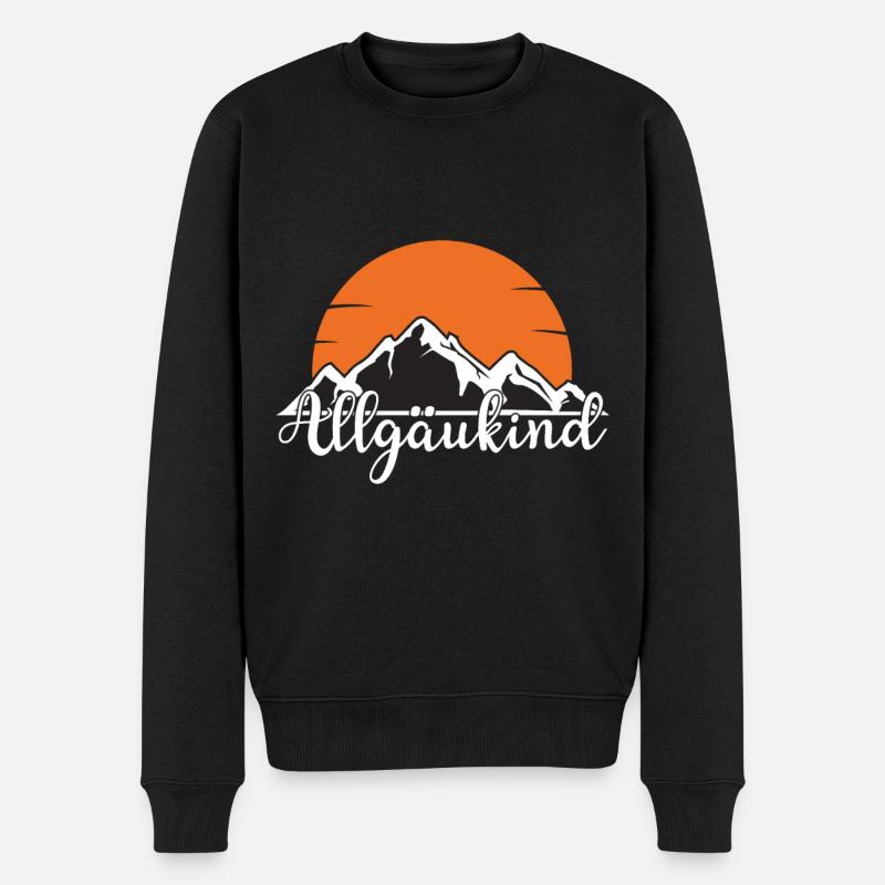 Allgäu Kind Wandern Outdoor Berge - Männer Premium Bio Pullover - Schwarz
