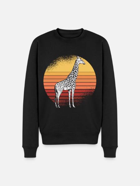 Giraffe Retro Afrika Savanne - Männer Premium Bio Pullover - Schwarz