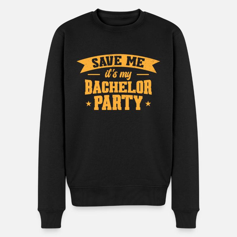Junggeselle trinkt Bräutigam Junggesellenabschied - Männer Premium Bio Pullover - Schwarz