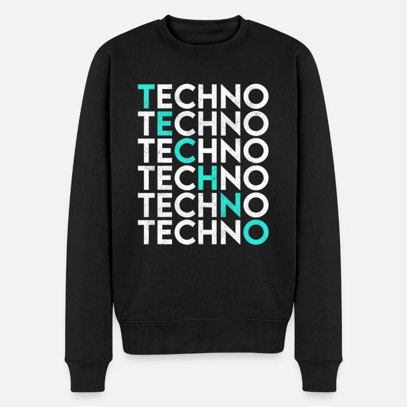 Techno - Männer Premium Bio Pullover - Schwarz