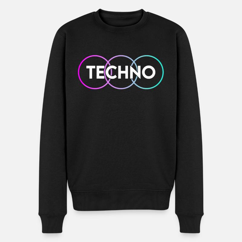 Techno - Männer Premium Bio Pullover - Schwarz