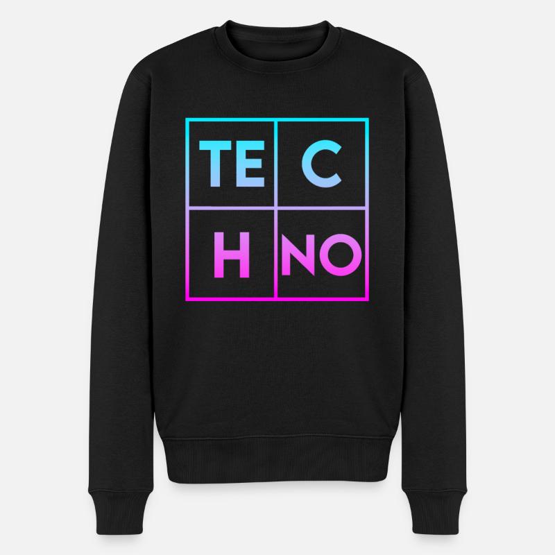 Techno - Männer Premium Bio Pullover - Schwarz