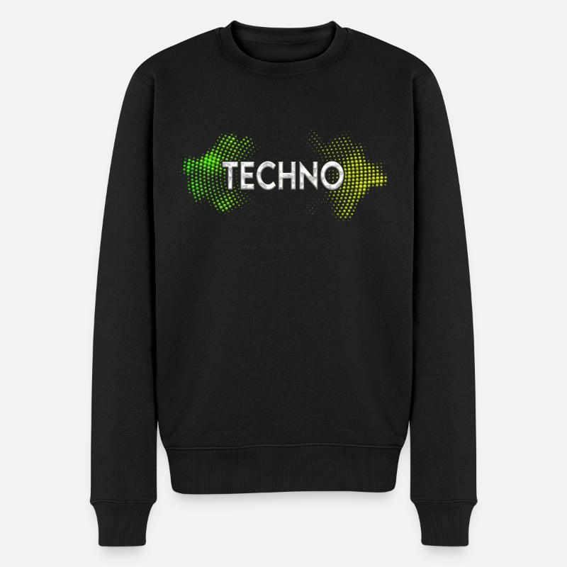 Techno - Männer Premium Bio Pullover - Schwarz