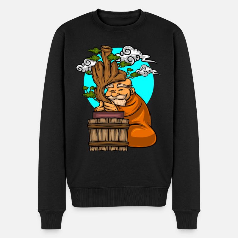 Miniaturbäume Bonsai Mittelfinger - Männer Premium Bio Pullover - Schwarz