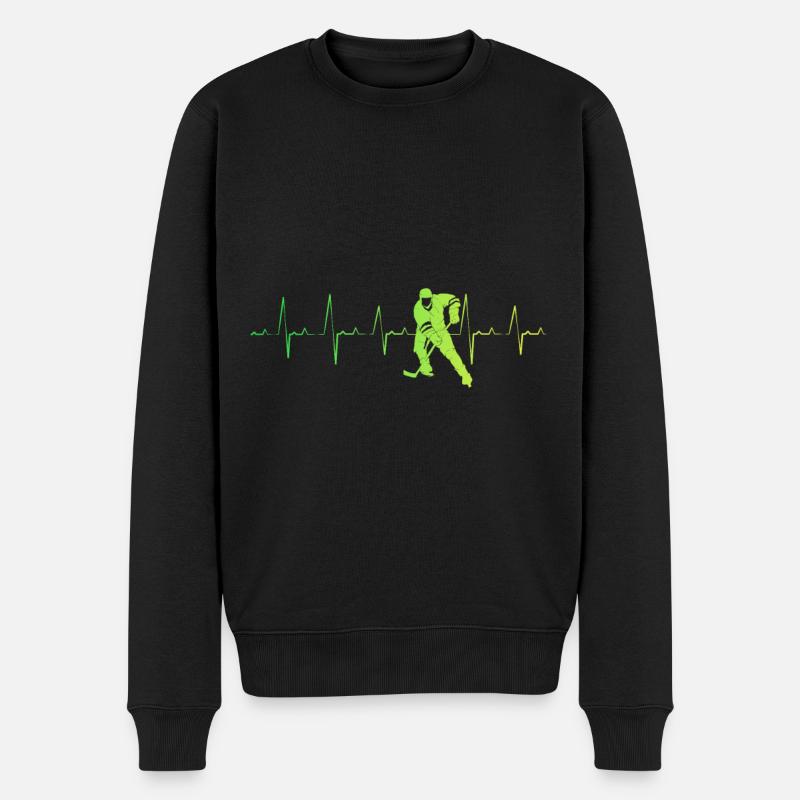 Herzschlag Eishockey - Männer Premium Bio Pullover - Schwarz
