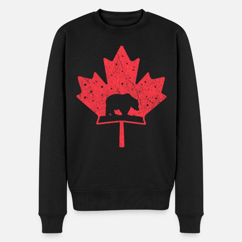 Érable rétro Ours Fier drapeau canadien Fête du Canada - Pull Premium bio Homme - noir