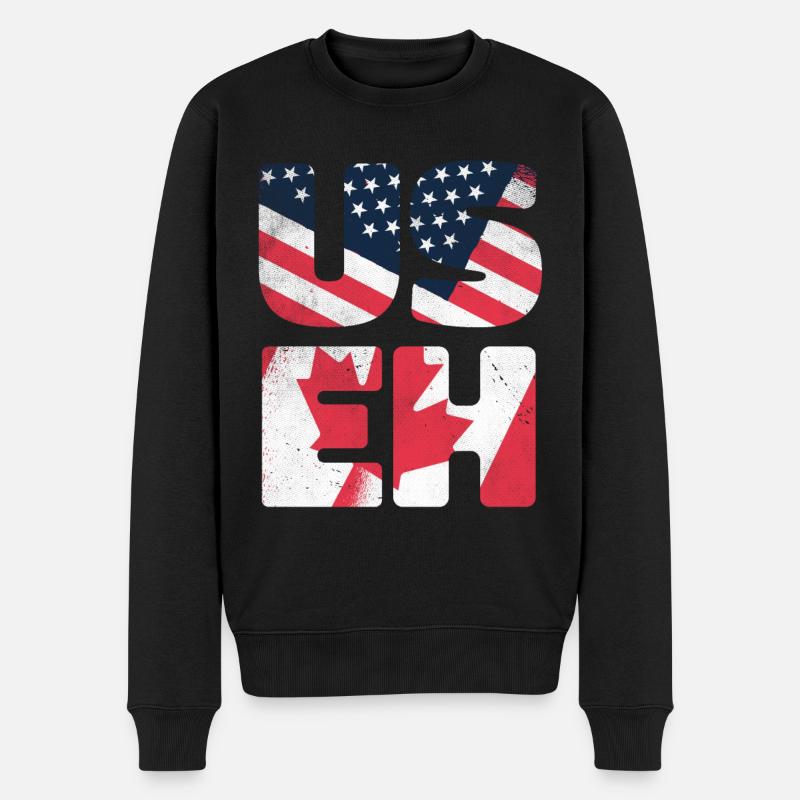 American US Canada Flag Proud Canadian Canada Day - Männer Premium Bio Pullover - Schwarz