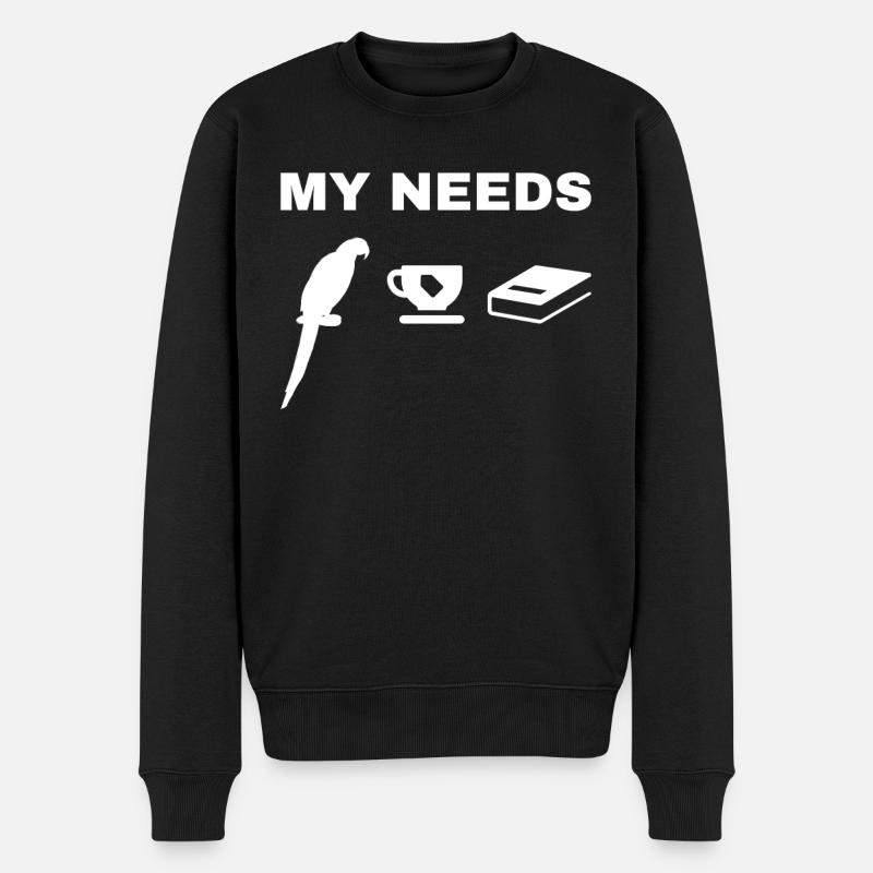 Parrot My Needs Papagei-Vogel-Tee & Buch - Männer Premium Bio Pullover - Schwarz
