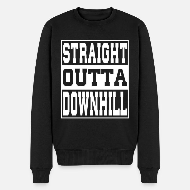 Downhill Spruch lustig - Männer Premium Bio Pullover - Schwarz
