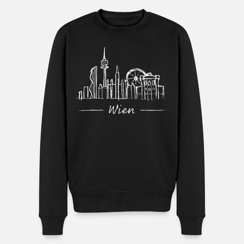 Vienna Skyline Silhouette City Trip Autriche - Pull Premium bio Homme - noir