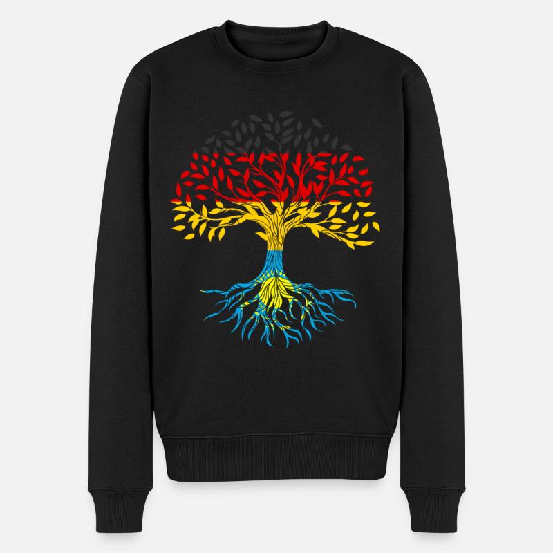 Wurzeln Baum Deutschland Kasachstan - Männer Premium Bio Pullover - Schwarz