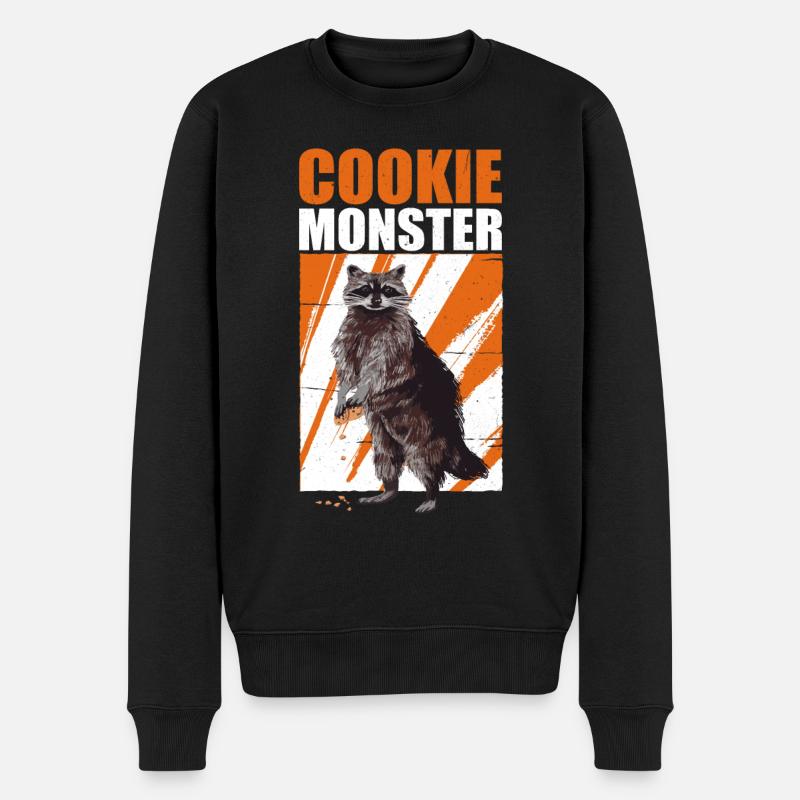 Cookie Waschbär Tier Humor - Männer Premium Bio Pullover - Schwarz