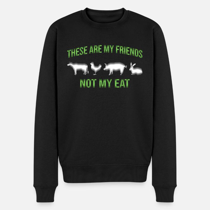 Veganer Vegetarier Spruch - Männer Premium Bio Pullover - Schwarz