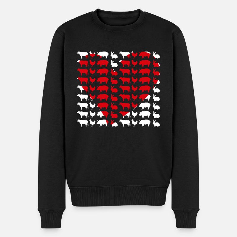 Herz Tierliebe - Männer Premium Bio Pullover - Schwarz