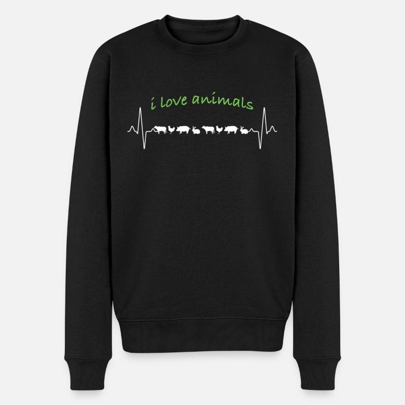 Tiere Herzschlag - Männer Premium Bio Pullover - Schwarz