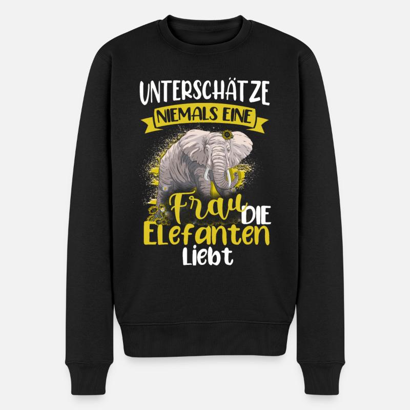 Elefant Elefanten Elephant Rüsseltier Zoo Zirkus - Männer Premium Bio Pullover - Schwarz