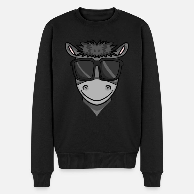 Cooler Esel mit Sonnenbrille - Männer Premium Bio Pullover - Schwarz