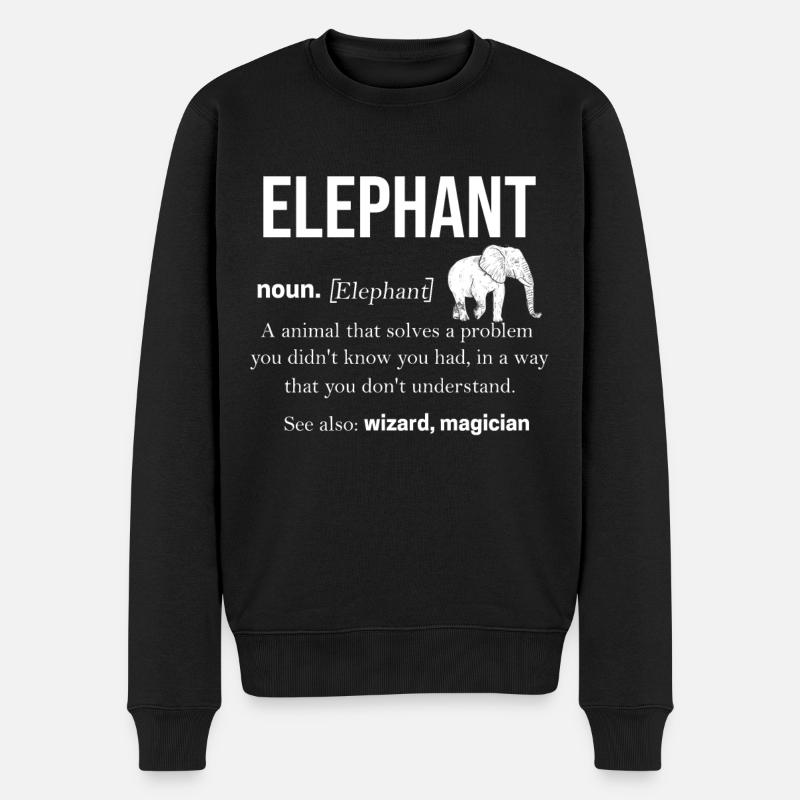 Elefant - Männer Premium Bio Pullover - Schwarz