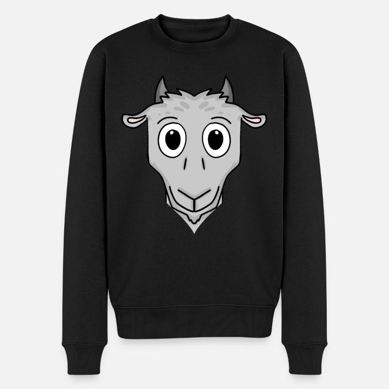 Ziege Kopf - Männer Premium Bio Pullover - Schwarz