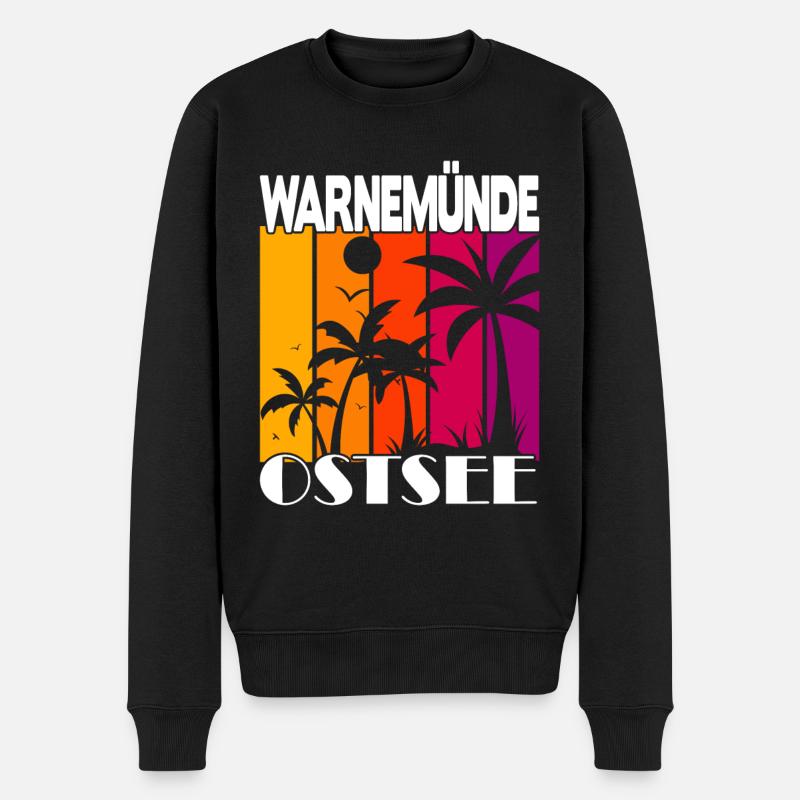Warnemünde Ostsee - Männer Premium Bio Pullover - Schwarz