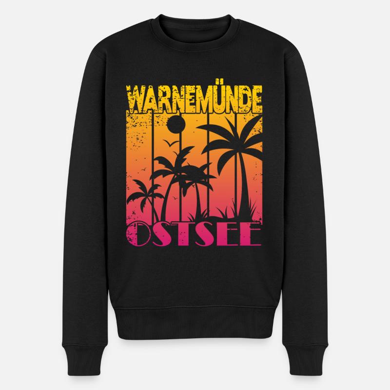 Warnemünde Ostsee - Männer Premium Bio Pullover - Schwarz