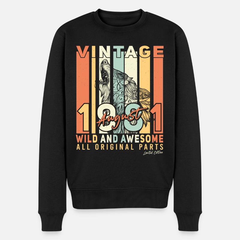 1981 August Gift Idea - Men's Premium Organic Jumper - black