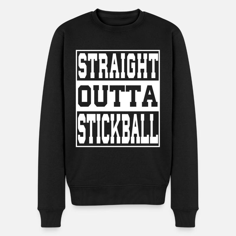 Stickball Spruch lustig - Männer Premium Bio Pullover - Schwarz