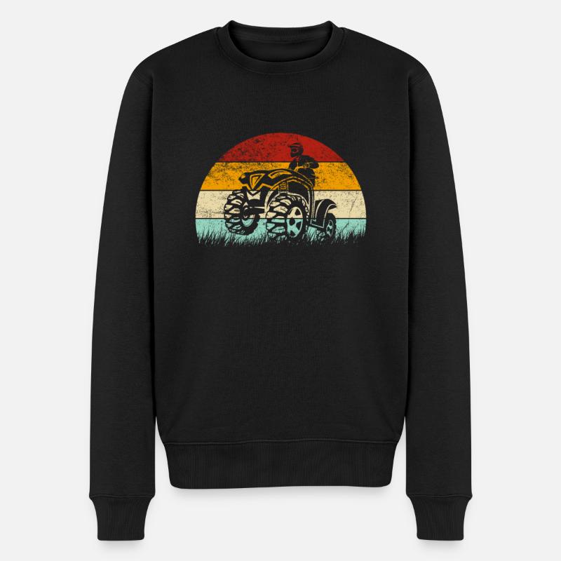 Quad Retro ATV Vintage Offroad - Männer Premium Bio Pullover - Schwarz
