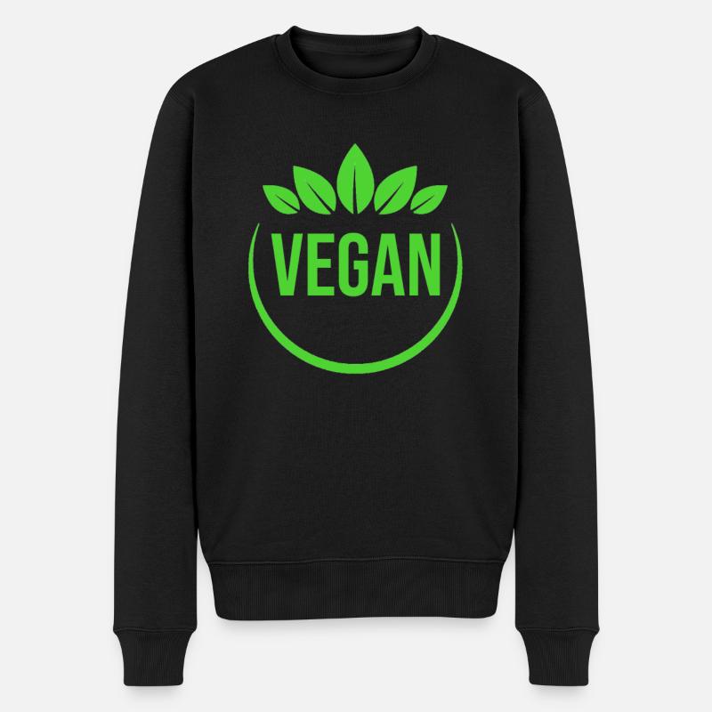 Vegan - Männer Premium Bio Pullover - Schwarz