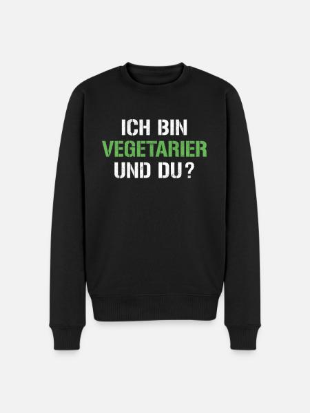 Vegetarier Spruch - Männer Premium Bio Pullover - Schwarz