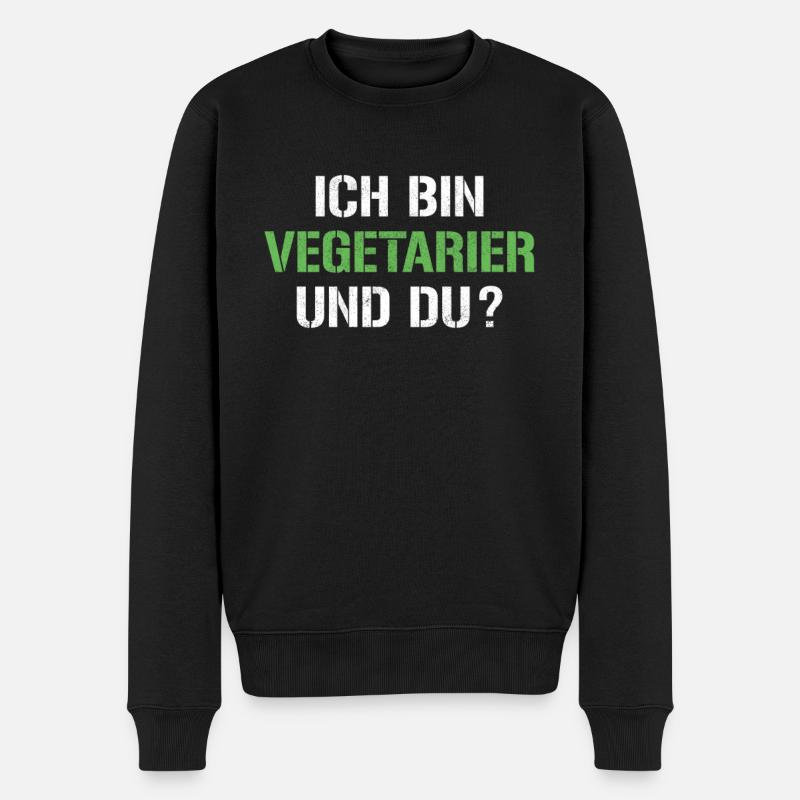 Vegetarier Spruch - Männer Premium Bio Pullover - Schwarz