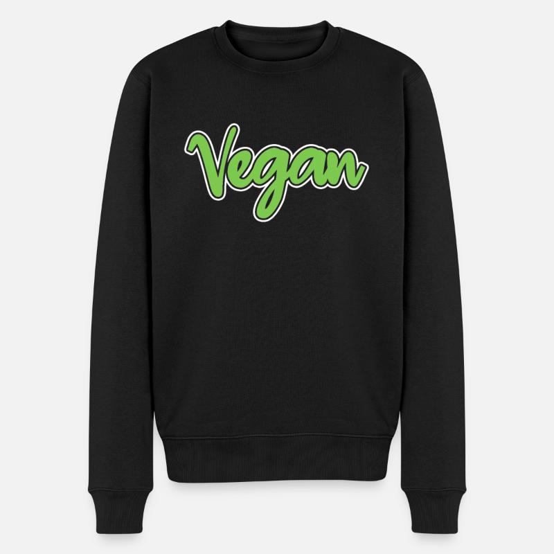 Vegan - Männer Premium Bio Pullover - Schwarz