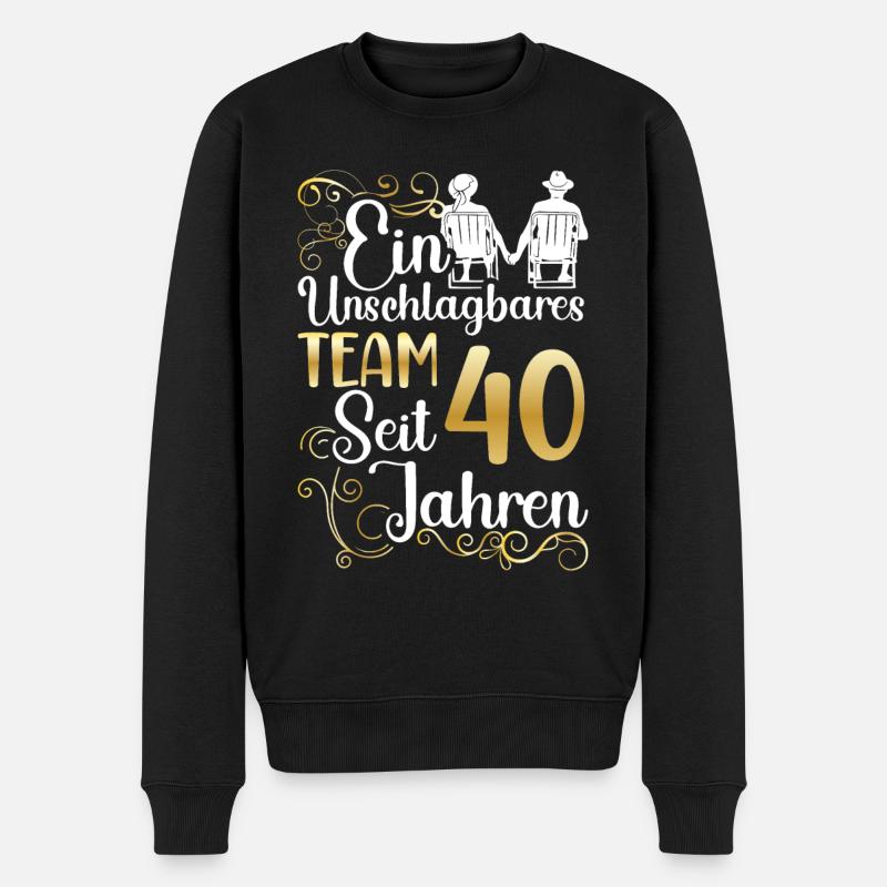 Rubinhochzeit 40 Jahre Verheiratet Hochzeitstag - Männer Premium Bio Pullover - Schwarz
