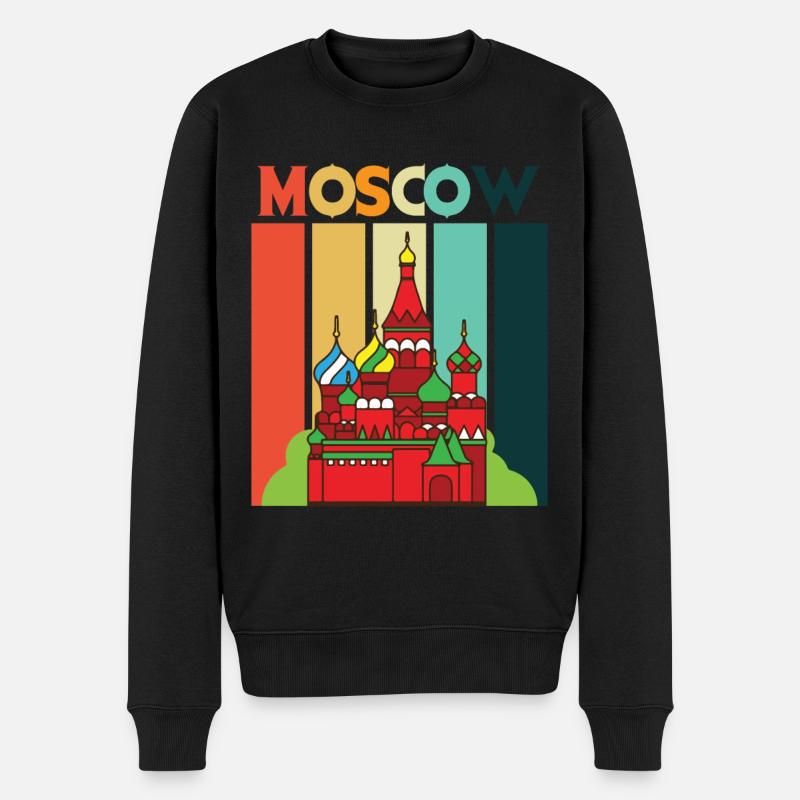 Cathédrale rétro de Moscou Russie - Pull Premium bio Homme - noir