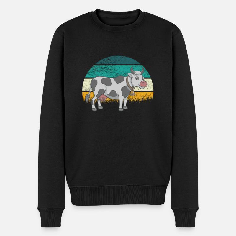 Kuh Kühe Rinder Kälber Kalb Bullen Retro Vintage - Männer Premium Bio Pullover - Schwarz