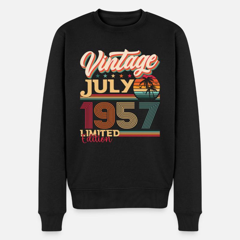 Vintage Juli 1957 65. Geburtstag Herren 65 Jahre - Männer Premium Bio Pullover - Schwarz