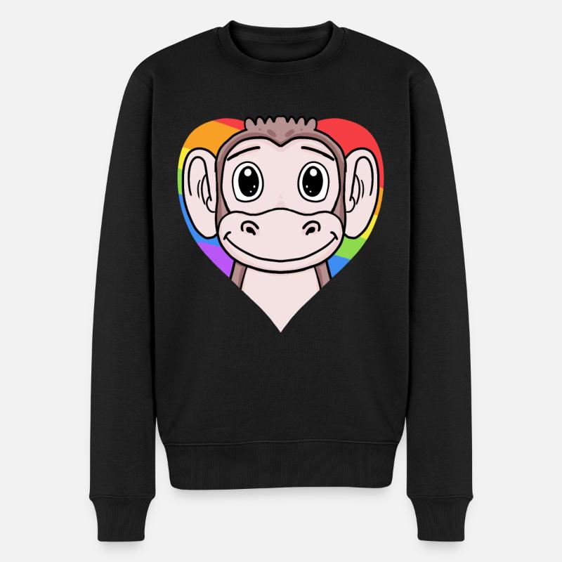 LGBT Animal Monkey Arc-en-ciel - Pull Premium bio Homme - noir