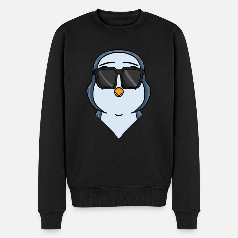 Cooler Pinguin mit Sonnenbrille Cool - Männer Premium Bio Pullover - Schwarz
