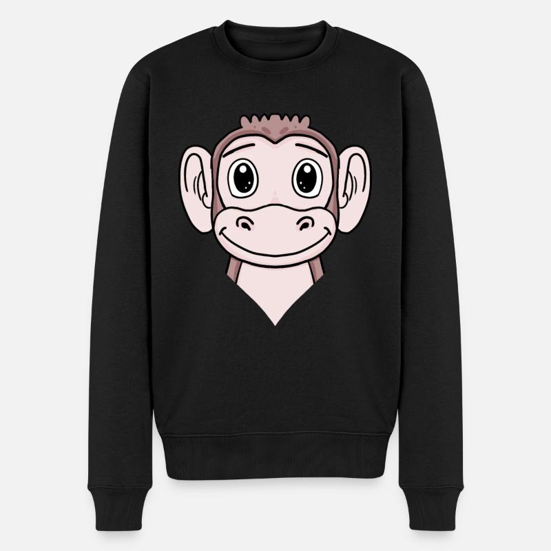 Affe - Männer Premium Bio Pullover - Schwarz