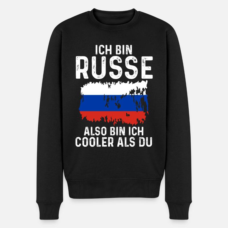 Russland Russen Russisches - Männer Premium Bio Pullover - Schwarz