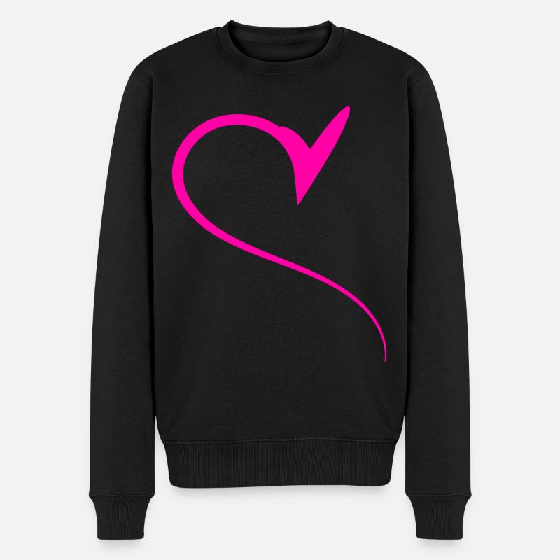 Demi-cœur rose simple - Pull Premium bio Homme - noir