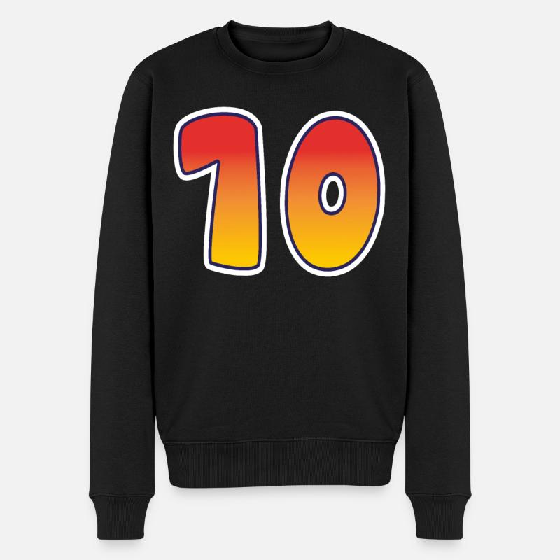 Numéro 10 Rouge - Orange Design - Pull Premium bio Homme - noir
