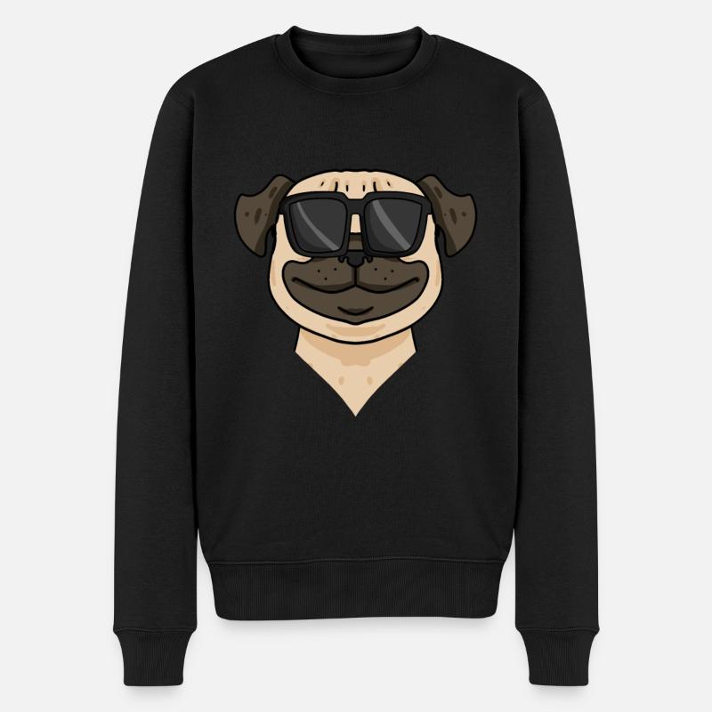 Mops Hund mit Sonnenbrille - Männer Premium Bio Pullover - Schwarz