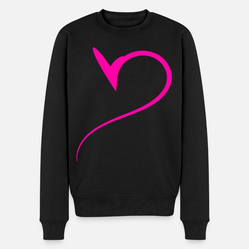 Halbes Pinkes Herz Simpel - Männer Premium Bio Pullover - Schwarz