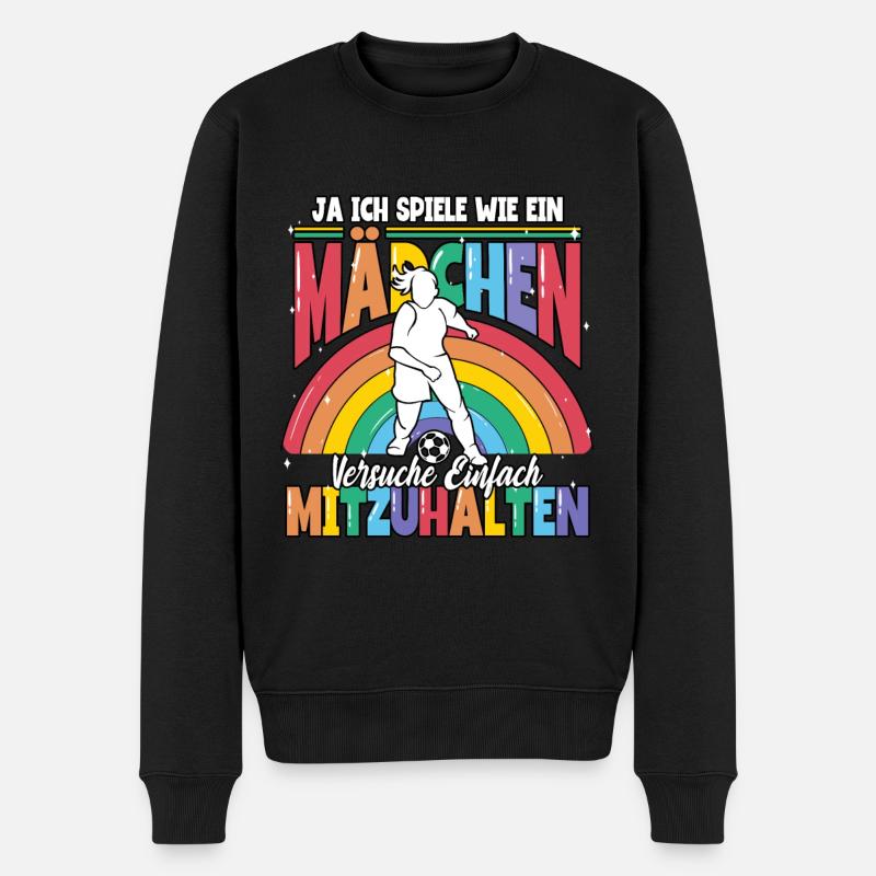 Fußball Fußballspielerin - Männer Premium Bio Pullover - Schwarz