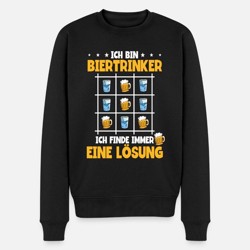Ich bin Biertrinker Bier - Männer Premium Bio Pullover - Schwarz