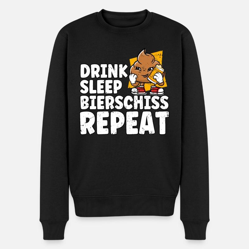 Drink Sleep Bierschiss Repeat Bier - Männer Premium Bio Pullover - Schwarz