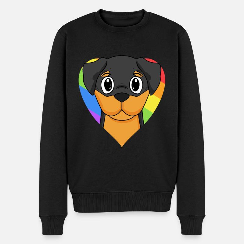 Rottweiler Dog Rainbow Heart - Pull Premium bio Homme - noir